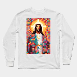 Jesus Christ pixelated pixel Long Sleeve T-Shirt